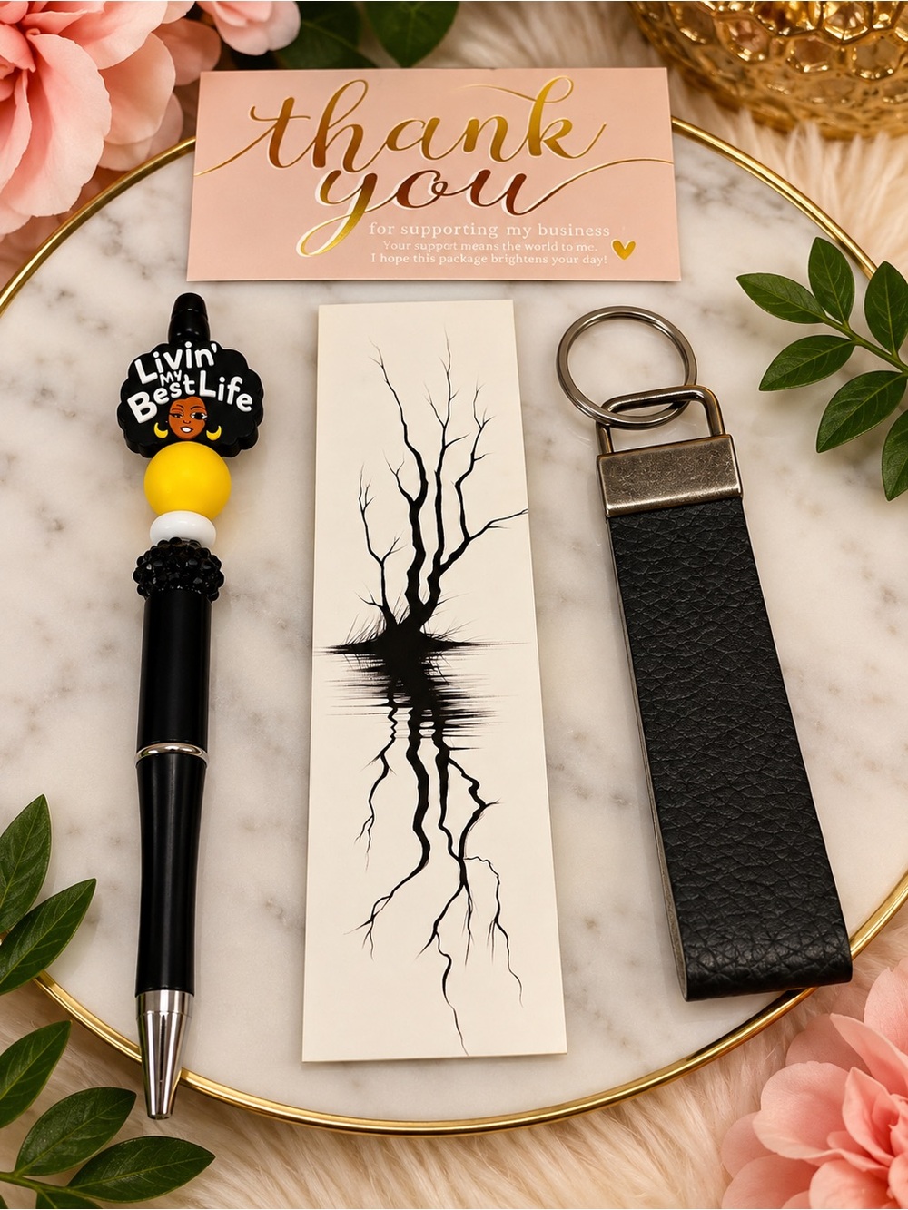 Black Leather Key Fob Keychain - Sleek Black Key & Card Holder Accessory